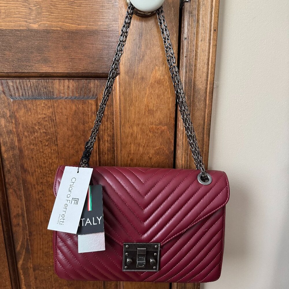 NWT Chiara Ferretti Ruby Leather Shoulder/Crossbody Bag